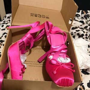 Elegant Pink Satin Ballet Women's Heels